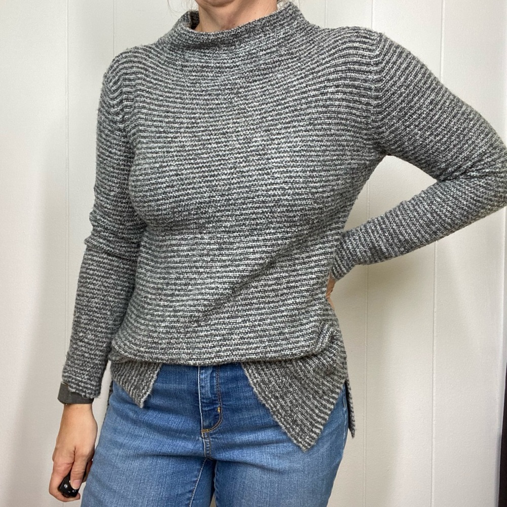 Old Navy Grey Stripe Mockneck Tunic Sweater